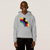 Black Unicorn Silhouette Rainbow Boys Hoodie (Voorkant volledig)