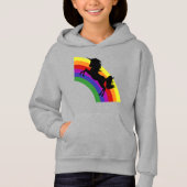 Black Unicorn Silhouette Rainbow Girls' Hoodie (Voorkant)
