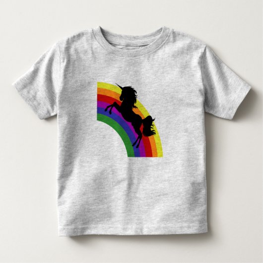 Black Unicorn Silhouette Rainbow Toddler T-Shirt (Voorkant)