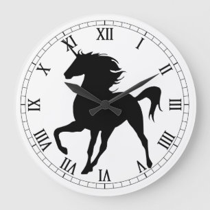 Black Unicorn Silhouette Roman Numeral Clock Grote Klok