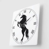 Black Unicorn Silhouette Roman Numeral Clock Vierkante Klok (Hoek)