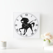 Black Unicorn Silhouette Roman Numeral Clock Vierkante Klok (Huis)
