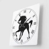 Black Unicorn Silhouette Roman Numeral Clock Vierkante Klok (Hoek)