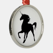 Black Unicorn Silhouette Round Ornament (Rechts)