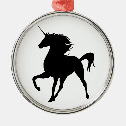 Black Unicorn Silhouette Round Ornament (Voorkant)