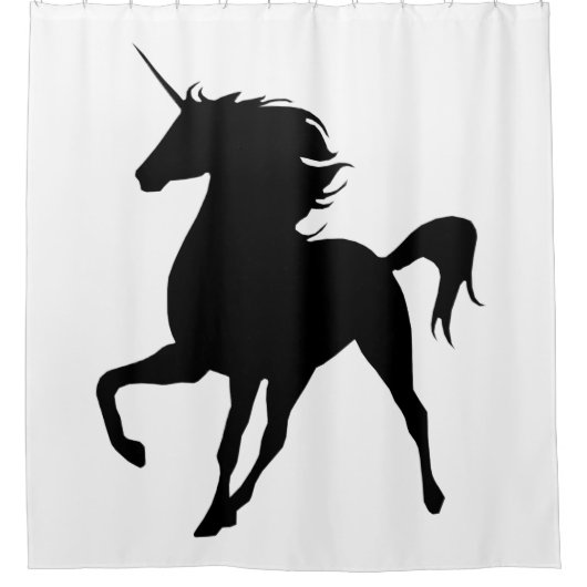Black Unicorn Silhouette Shower Curtain Douchegordijn (Voorkant)