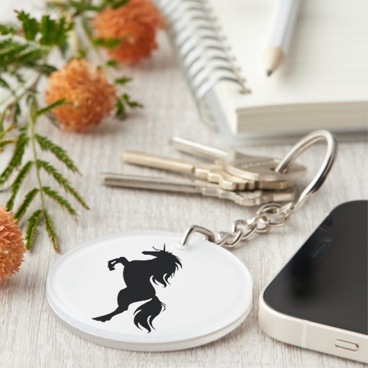 Black Unicorn Silhouette Sleutelhanger (Voorkant Rechts)