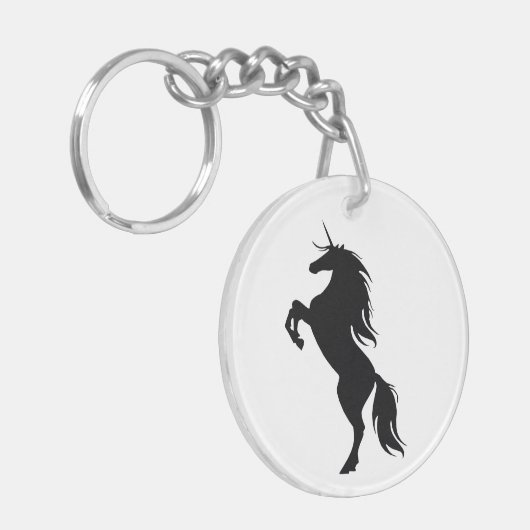 Black Unicorn Silhouette Sleutelhanger (Voorkant Links)