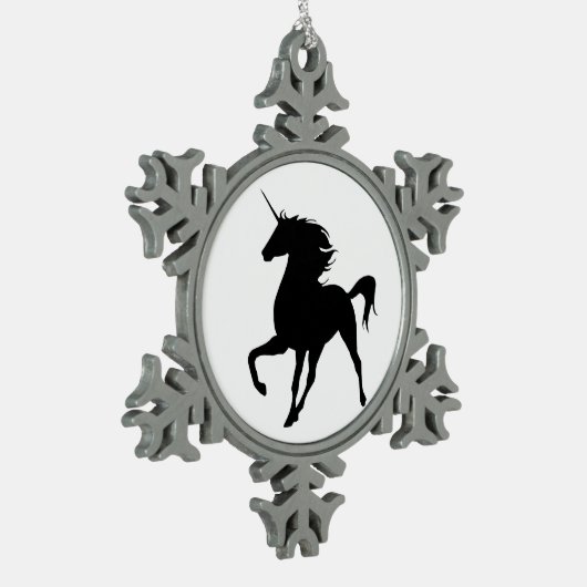 Black Unicorn Silhouette Snowflake Ornament (Links)