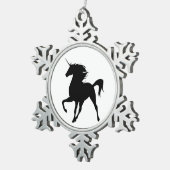 Black Unicorn Silhouette Snowflake Ornament (Rechts)