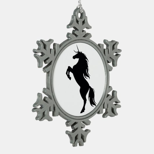 Black Unicorn Silhouette Snowflake Ornament (Links)