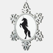 Black Unicorn Silhouette Snowflake Ornament (Rechts)