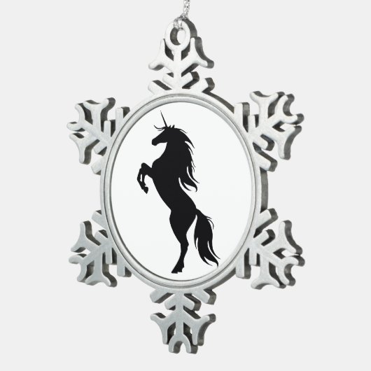 Black Unicorn Silhouette Snowflake Ornament (Rechts)