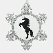Black Unicorn Silhouette Snowflake Ornament (Voorkant)