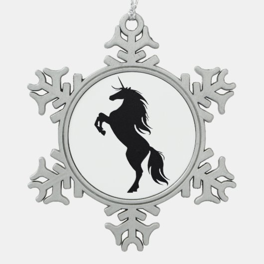 Black Unicorn Silhouette Snowflake Ornament (Voorkant)