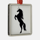 Black Unicorn Silhouette Square Ornament (Rechts)