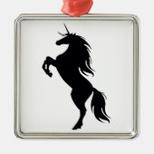 Black Unicorn Silhouette Square Ornament (Voorkant)