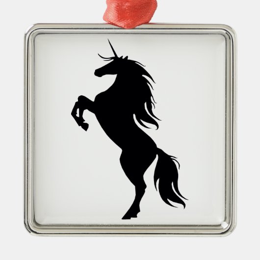 Black Unicorn Silhouette Square Ornament (Voorkant)