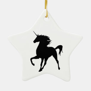 Black Unicorn Silhouette Star-Ornament Keramisch Ornament