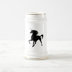 Black Unicorn Silhouette Stein Bierpul