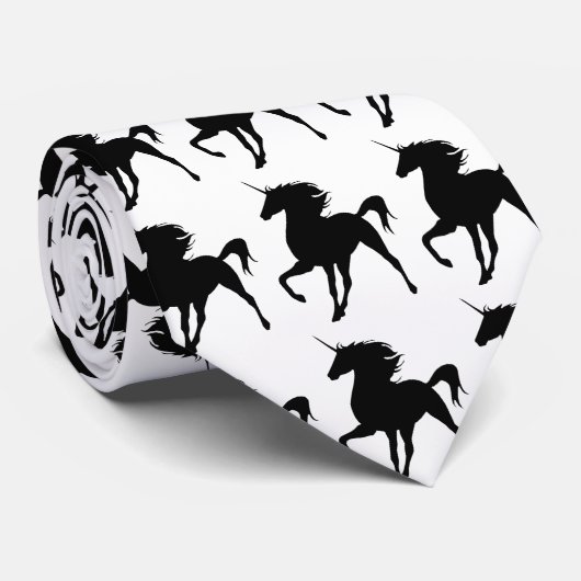 Black Unicorn Silhouette Stropdas (Opgerold)