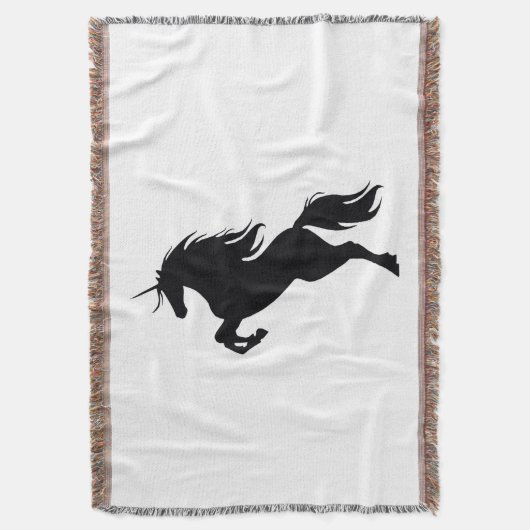 Black Unicorn Silhouette Throw Blanket Deken (Voorkant Verticaal)