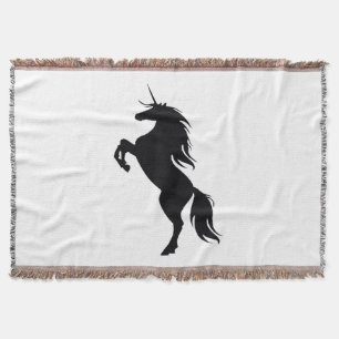 Black Unicorn Silhouette Throw Blanket Deken