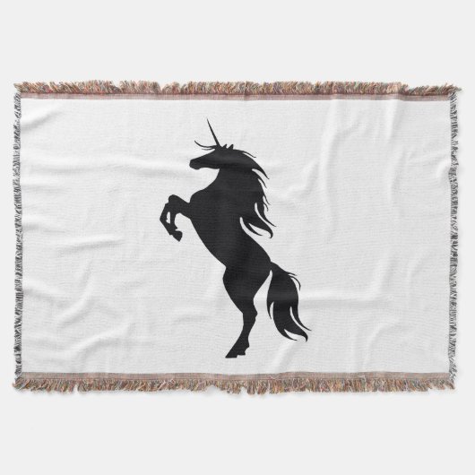 Black Unicorn Silhouette Throw Blanket Deken (Voorkant)