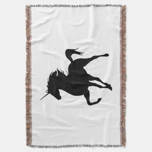 Black Unicorn Silhouette Throw Blanket Deken (Voorkant Verticaal)