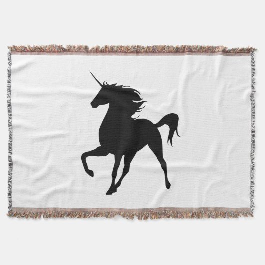Black Unicorn Silhouette Throw Blanket Deken (Voorkant)