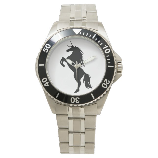 Black Unicorn Silhouette Watch Horloge (Voorkant)