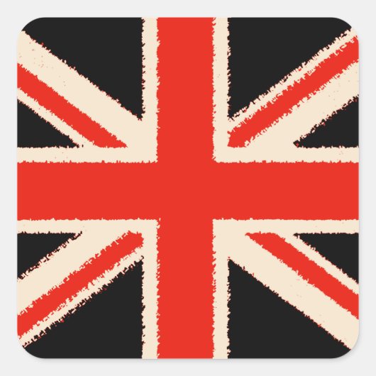 Black Union Jack (Art Style) Vierkante Sticker (Voorkant)