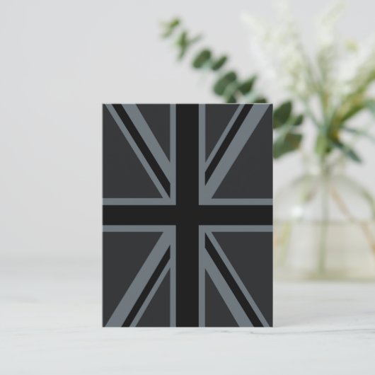 Black Union Jack British Flag Decor Briefkaart (Staand voorkant)