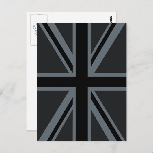Black Union Jack British Flag Decor Briefkaart (Voorkant / Achterkant)
