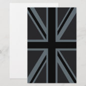 Black Union Jack British Flag Decor Briefpapier (Voorkant / Achterkant)