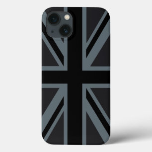 Black Union Jack British Flag Decor iPhone 13 Hoesje