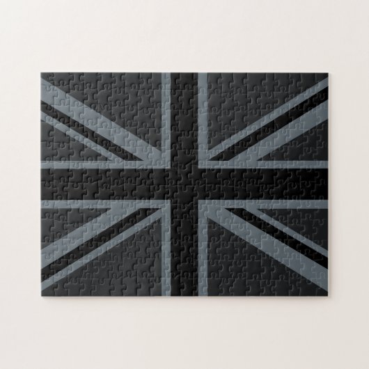 Black Union Jack British Flag Decor Legpuzzel (Horizontaal)