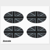 Black Union Jack British Flag Decor Ovale Sticker (Vel)