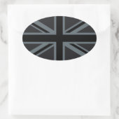 Black Union Jack British Flag Decor Ovale Sticker (Tas)