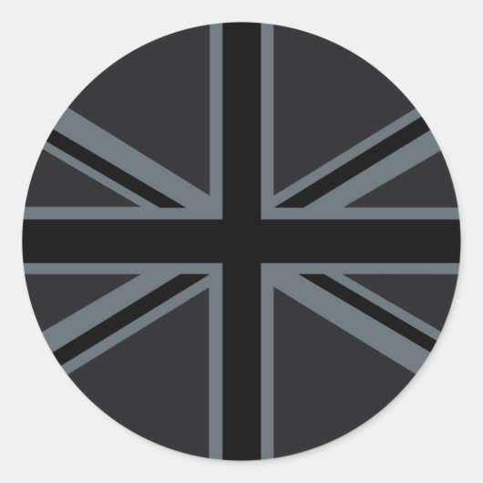Black Union Jack British Flag Decor Ronde Sticker (Voorkant)