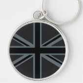 Black Union Jack British Flag Decor Sleutelhanger (Voorkant)