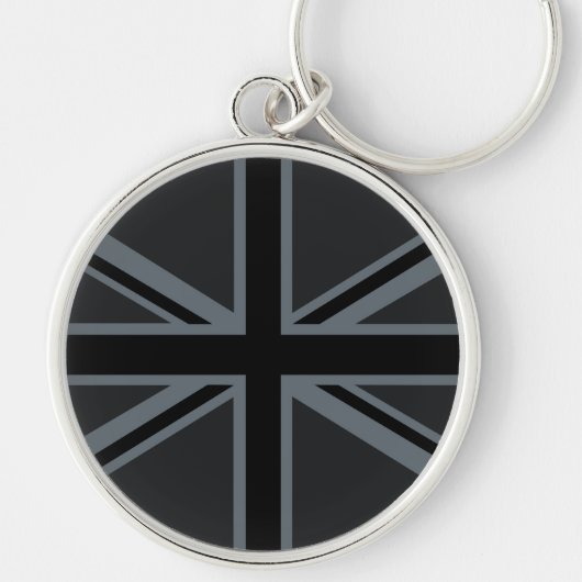 Black Union Jack British Flag Decor Sleutelhanger (Voorkant)