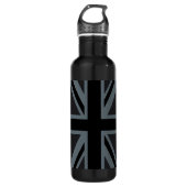 Black Union Jack British Flag Design past het aan Waterfles (Voorkant)