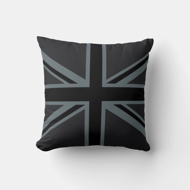 Black Union Jack UK Flag Design Kussen (Voorkant)