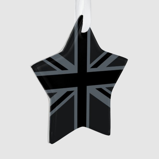 Black Union Jack UK Flag Design Ornament (voorkant)