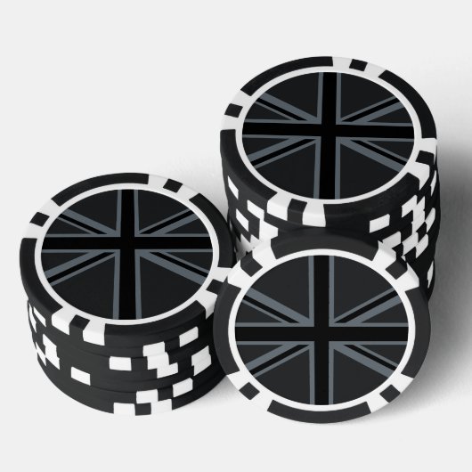Black Union Jack UK Flag Design Poker Chips (Opstapeling)