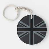 Black Union Jack UK Flag Design Sleutelhanger (Voorkant)