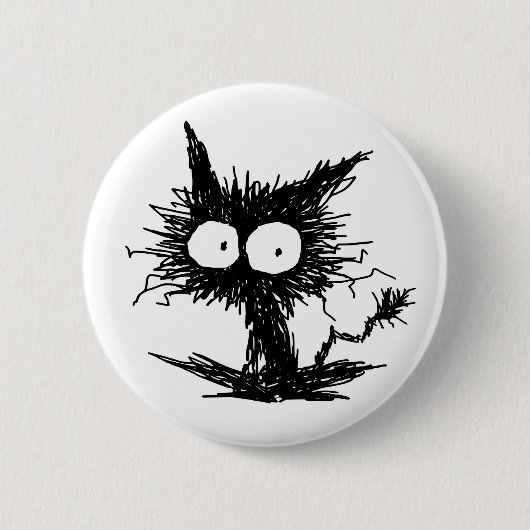 Black Unkempt Kitten GabiGabi Ronde Button 5,7 Cm (Voorkant)