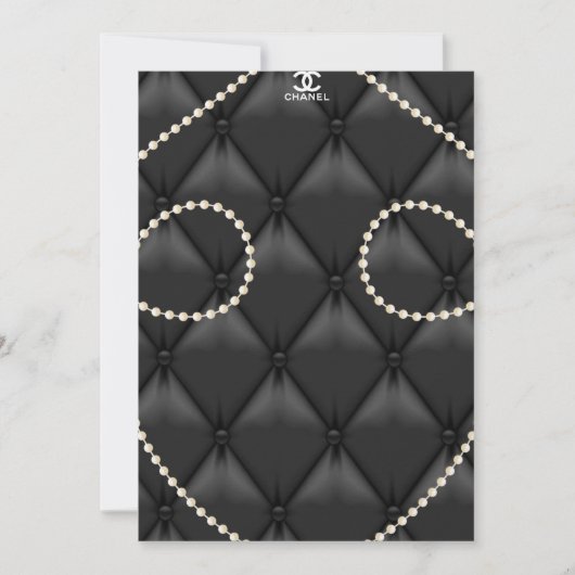 Black Upholstery Pearls Elegant Invitation Kaart (Voorkant)