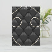 Black Upholstery Pearls Elegant Invitation Kaart (Staand voorkant)